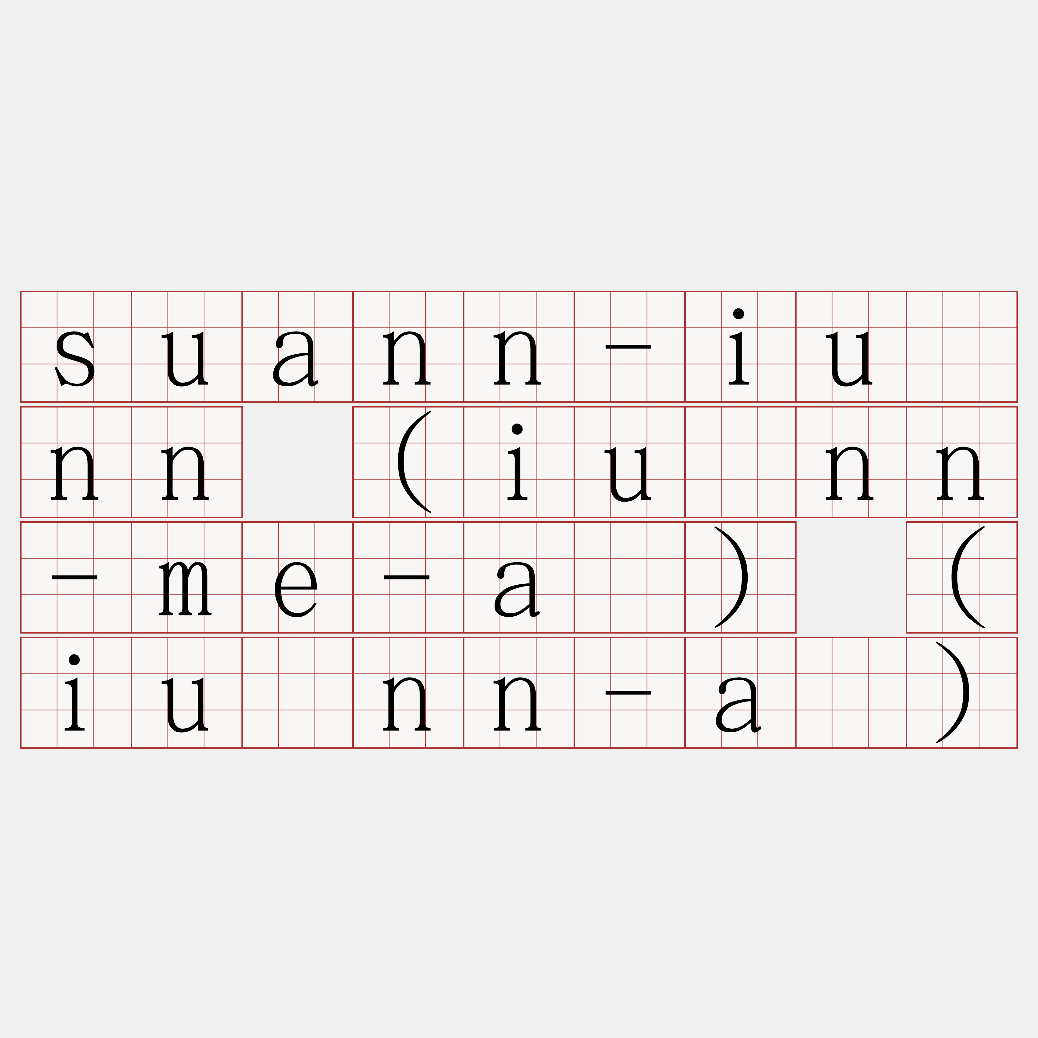 suann-iûnn (iûnn-me-á) (iûnn-á)
